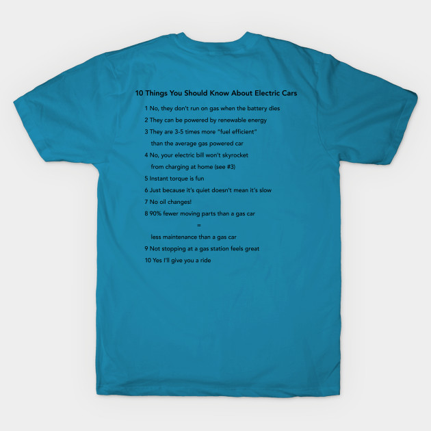 10 Things You Should Know About Electric Cars (Dark Text) by Fully Charged Tees